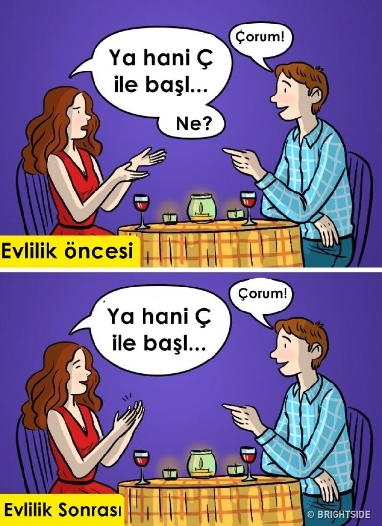 Evlilik ile gelen birbirini çok iyi anlama duygusu... "Leb..", "Çorum!" olayı...