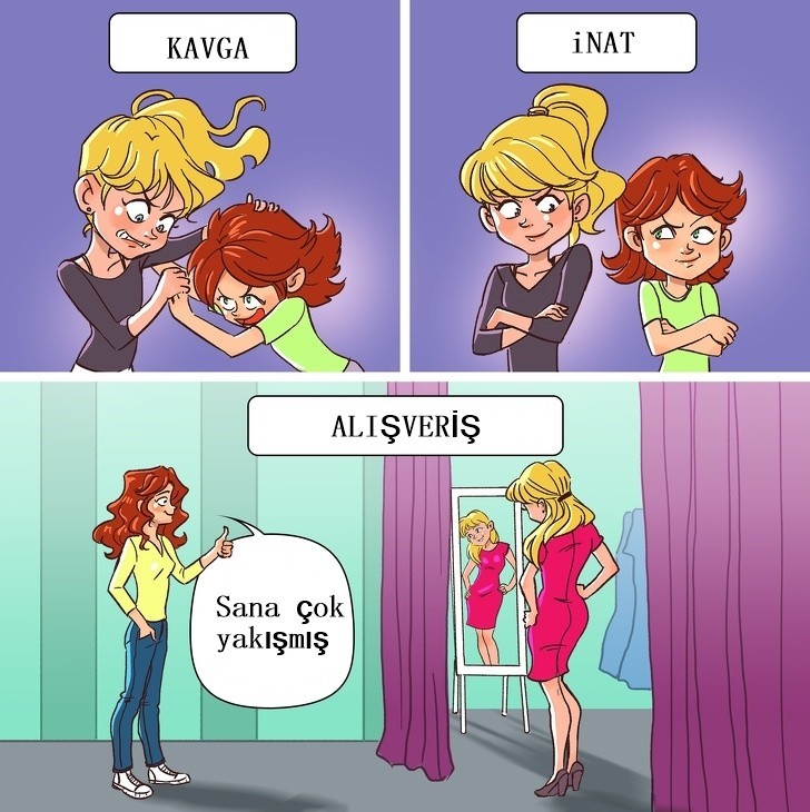 Kavga inat olabilir ama onlar alışverişte mükemmel uyumludurlar