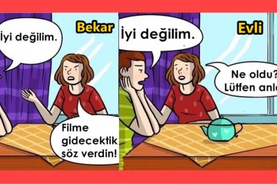 Evlilik ve Bekarlık Arasındaki 7 Büyük Fark ile Alakalı Çizimler