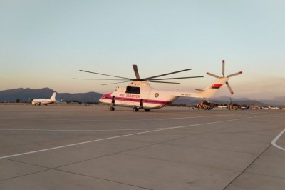 Tek sortide 15 ton su boşaltma kapasitesi olan helikopter çalışmalara başladı