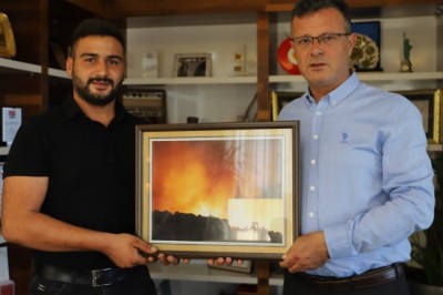 Yangınların söndürülmesinde destek olan firmalara 'teşekkür plaketi'